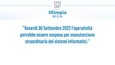 Avviso di sospensione temporanea dei sistemi informatici 30 Settembre 2022